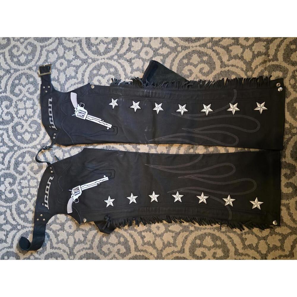 Icon Kitty Chaps Genuine Leather Motorcycle Chaps Size Large